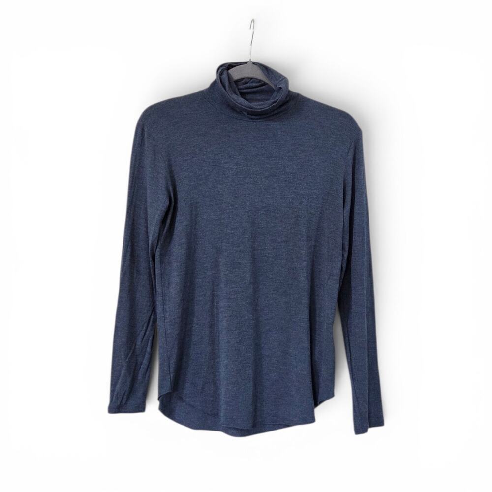 Majestic Filatures Blue Soft Touch Viscose Superwashed Turtleneck Top, Medium